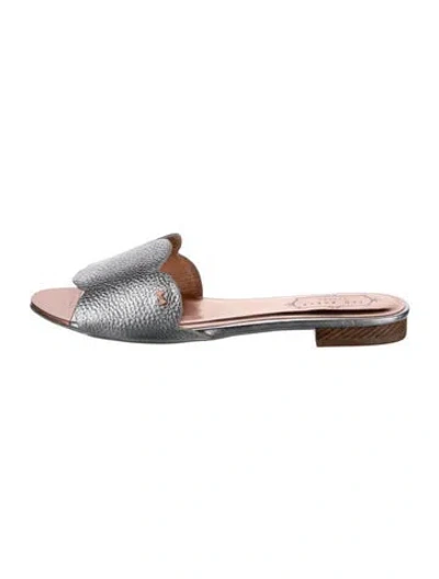 Pre-owned Ted Baker Leather Slides In Metallic/silver