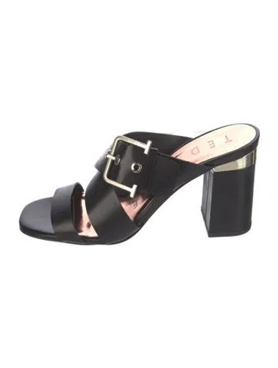 Pre-owned Ted Baker Leather Slides W/ Tags In Black