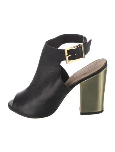 Pre-owned Ted Baker Leather Slingback Pumps In Black