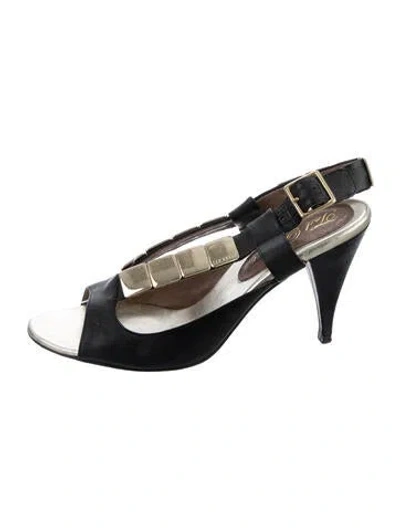 Pre-owned Ted Baker Leather Slingback Sandals In Black