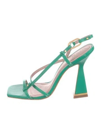 Pre-owned Ted Baker Leather Slingback Sandals In Green