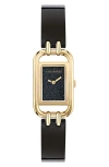 Ted Baker Leather Strap Watch, 17mm In Black
