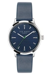 Ted Baker Leather Strap Watch, 20mm In Blue