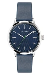 Ted Baker London Leather Strap Watch, 20mm In Blue