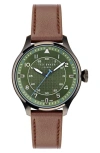 Ted Baker London Leather Strap Watch, 20mm In Brown/ Green