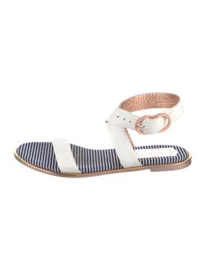 Pre-owned Ted Baker Leather Striped Sandals In White