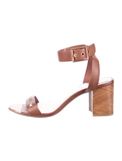 Pre-owned Ted Baker Leather Studded Accents Sandals In Brown