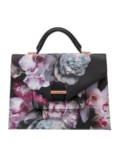 Pre-owned Ted Baker Leather Top Handle Bag In Black/pink/purple