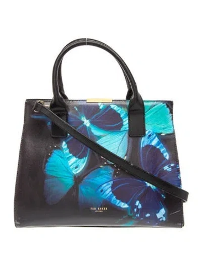 Pre-owned Ted Baker Leather Top Handle Bag In Blue