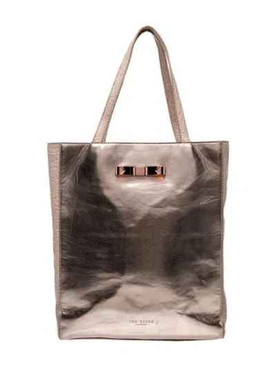 Pre-owned Ted Baker Leather Top Handle Bag In Gray