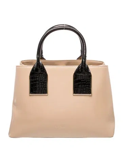 Pre-owned Ted Baker Leather Top Handle Bag In Neutral