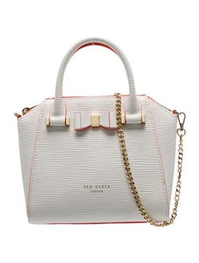 Pre-owned Ted Baker Leather Top Handle Bag In White