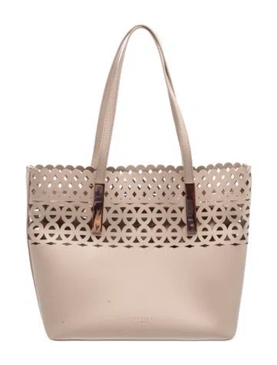 Pre-owned Ted Baker Leather Tote In Neutrals