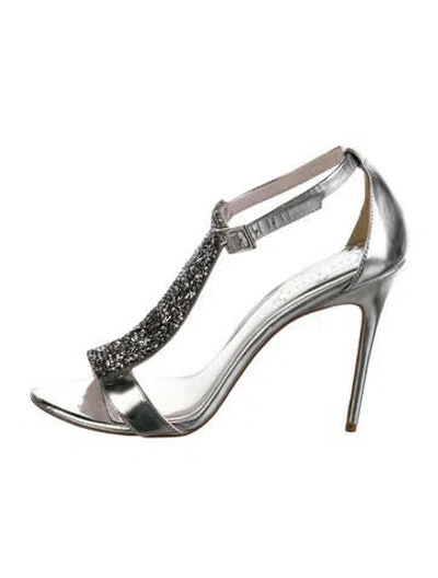 Pre-owned Ted Baker Leather T-strap Sandals In Silver