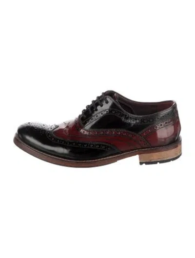 Pre-owned Ted Baker Leather Tweed Pattern Oxfords In Brown