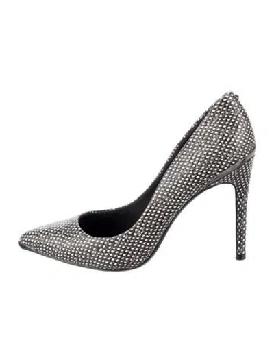 Pre-owned Ted Baker Leather Tweed Pattern Pumps In Black