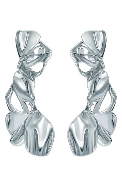 Ted Baker Leighanna Abstract Leaf Drop Earrings In Silver