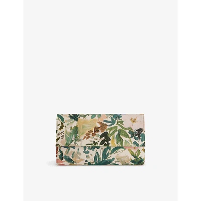 Ted Baker Womens Cream Lettaas Floral-print Faux-leather Travel Wallet