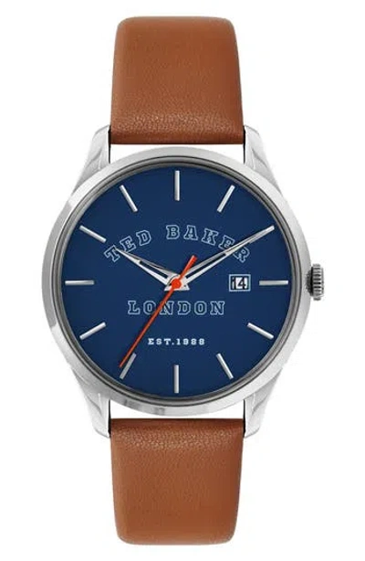 Ted Baker Leytonn Leather Strap Watch, 40mm In Brown