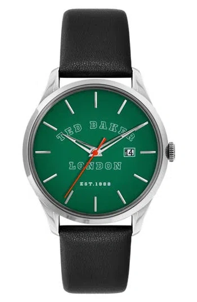 Ted Baker Leytonn Leather Strap Watch, 40mm In Black