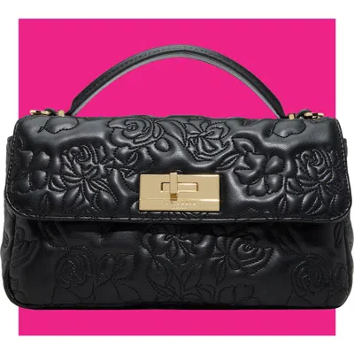 Ted Baker Lia Faux Leather Rose Quilted Crossbody Bag In Black