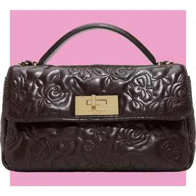 Ted Baker Lia Faux Leather Rose Quilted Crossbody Bag In Dark Brown