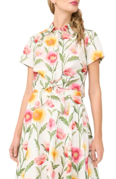 Ted Baker Libby Floral Tie Front Cotton Button-up Shirt In Multi