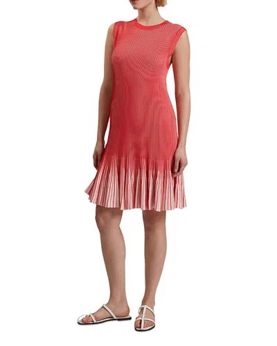 Ted Baker Lilyo Textured Striped Flippy Skirt Dress In Red