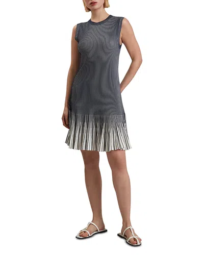 Ted Baker Lilyo Textured Striped Flippy Skirt Dress In Navy