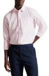 Ted Baker London Linen & Cotton Blend Button-up Shirt In Light Pink