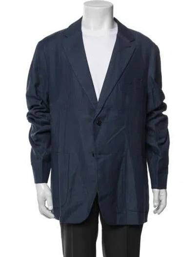 Pre-owned Ted Baker Linen Blazer In Blue