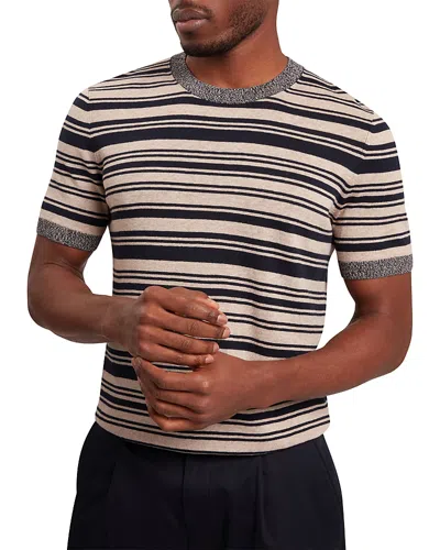 Ted Baker Linen Blend Stripe Knitted Tee In Gray