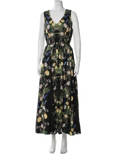 Pre-owned Ted Baker Linen Long Dress In Black