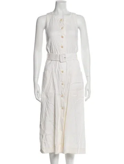 Pre-owned Ted Baker Linen Long Dress In White