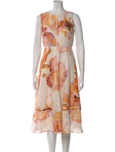 Pre-owned Ted Baker Linen Midi Length Dress In Multi