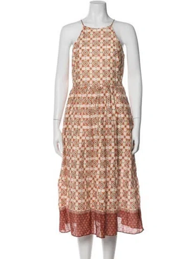 Pre-owned Ted Baker Linen Midi Length Dress In Multi