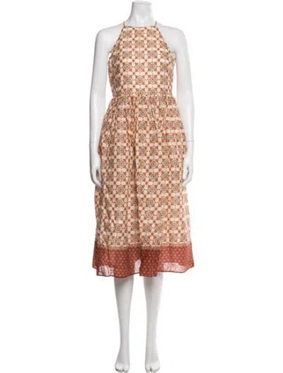 Pre-owned Ted Baker Linen Midi Length Dress In Multi