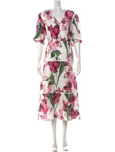 Pre-owned Ted Baker Linen Midi Length Dress In Pink