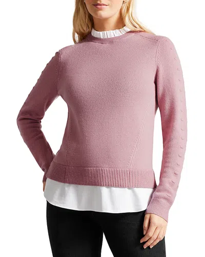 Ted Baker Lissiah Layered Sweater In Dusky Pink