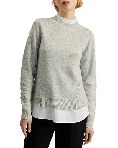 Ted Baker Lissiah Layered Sweater In Light Gey