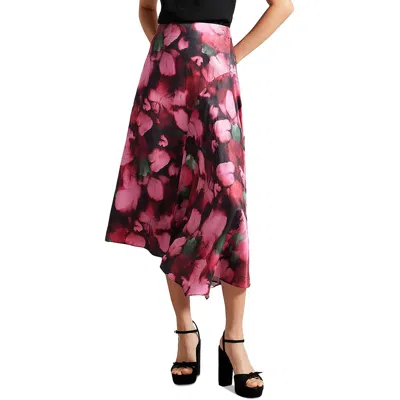 Ted Baker Lizziee Womens Hidden Zipper Floral Asymmetrical Skirt In Black