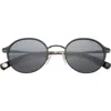 Ted Baker London 49mm Full Rim Polarized Round Sunglasses In Black