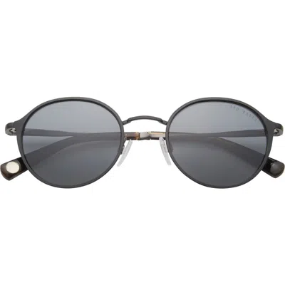 Ted Baker London 49mm Full Rim Polarized Round Sunglasses In Black