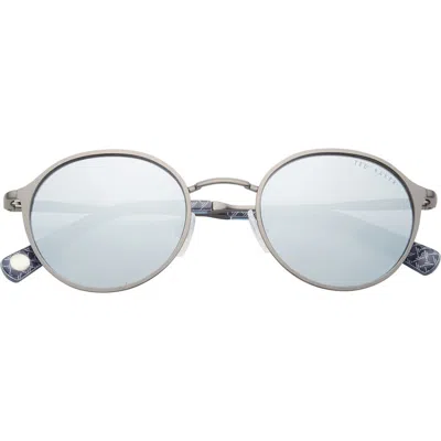 Ted Baker London 49mm Full Rim Polarized Round Sunglasses In Gunmetal