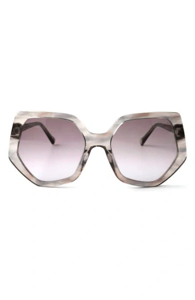 Ted Baker 56mm Geometric Full Rim Sunglasses In Grey