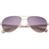 Ted Baker London 57mm Metal Frame Aviator Sunglasses In Purple