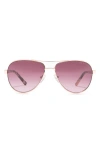 Ted Baker 57mm Metal Frame Aviator Sunglasses In Rose