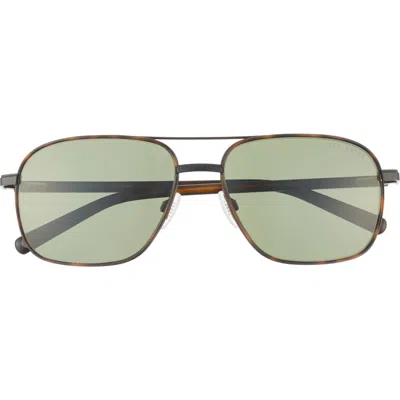 Ted Baker London 59mm Full Rim Polarized Navigator Sunglasses In Tortoise