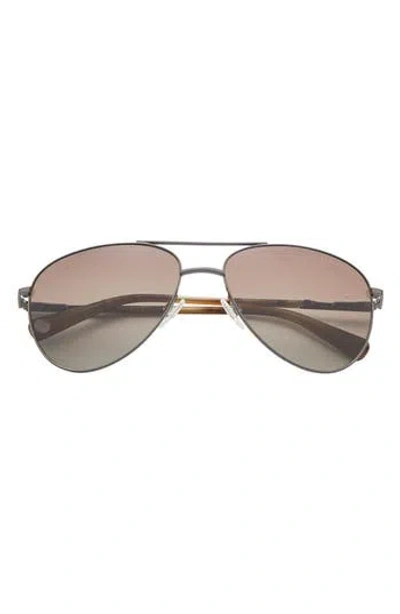 Ted Baker London 60mm Polarized Aviator Sunglasses In Brown