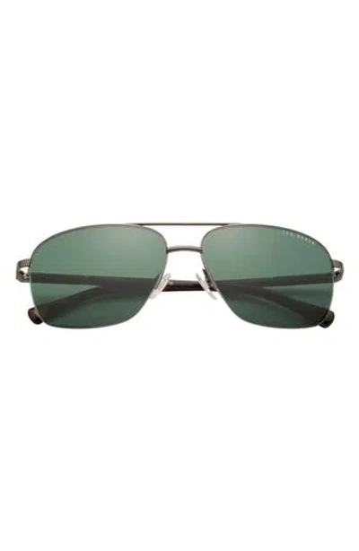 Ted Baker London 60mm Polarized Navigator Sunglasses In Dark Gunmetal